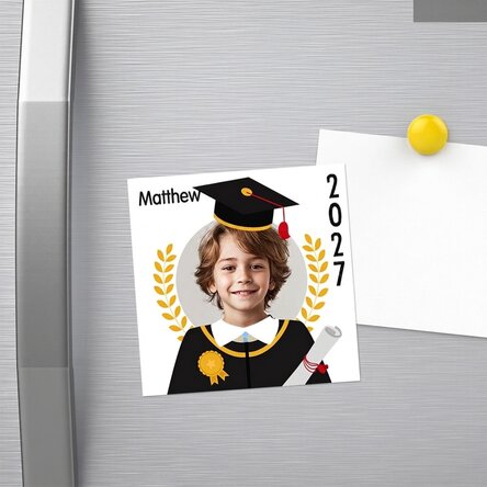 Personalised 10x10 magnet with photo and message - Graduate