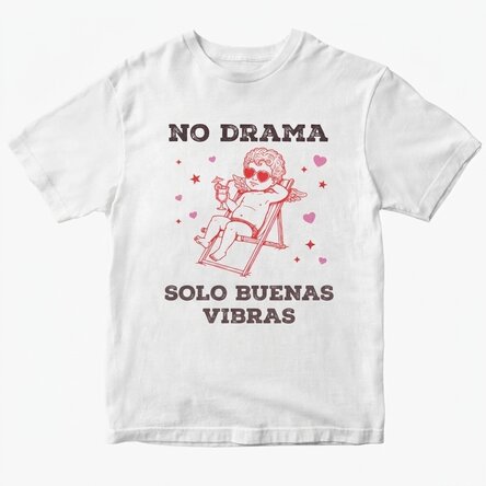 Camiseta de algodón personalizada - «No drama, just vibes»