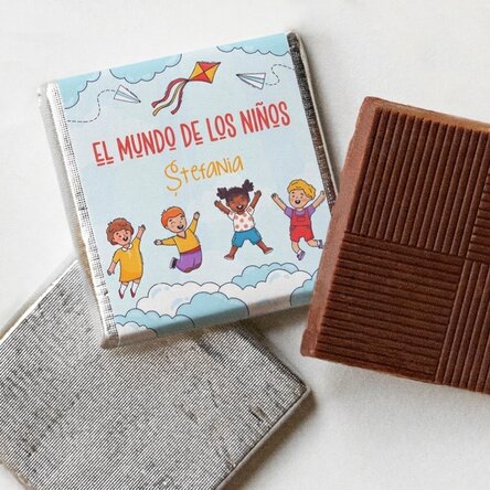 Mini tableta de chocolate personalizada con mensaje - El mundo de los niños