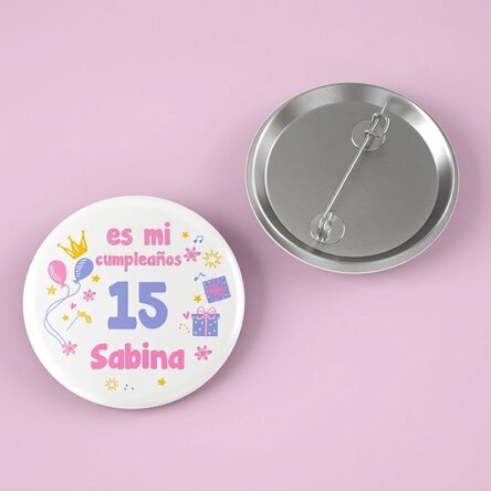 Chapa personalizada con mensaje: «It's my birthday»
