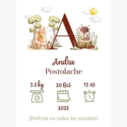 Póster personalizado con iniciales y texto - Animales