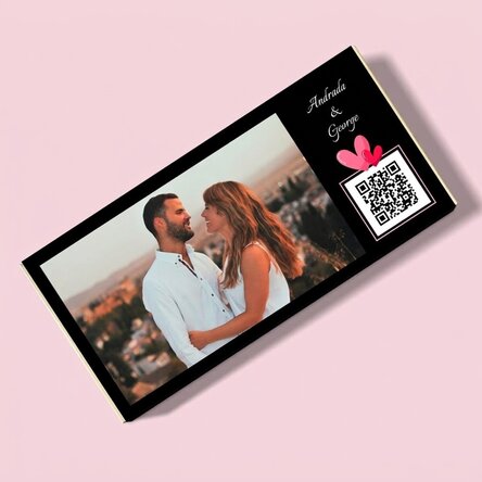 Chocolate personalizado con una foto, un texto y un código QR - Love