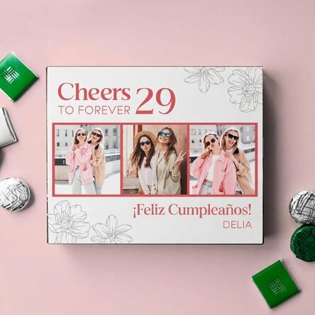Caja de bombones personalizada con fotos y texto - Cheers