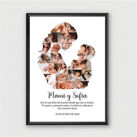 Cuadro personalizado con texto y 21 fotos - Mamá y bebé