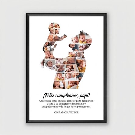 Cuadro personalizado con texto y 29 fotos - Papá y bebé