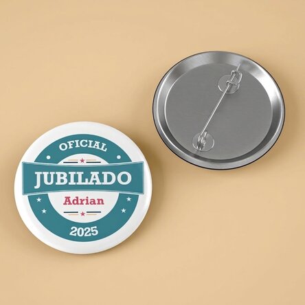 Chapa personalizada con texto: «Jubilado»