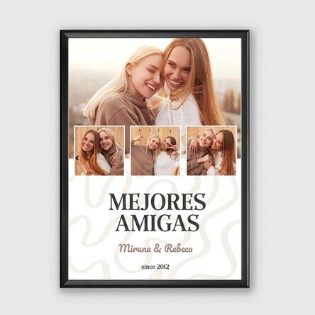 Cuadro personalizado con 4 fotos y texto - Earthy waves