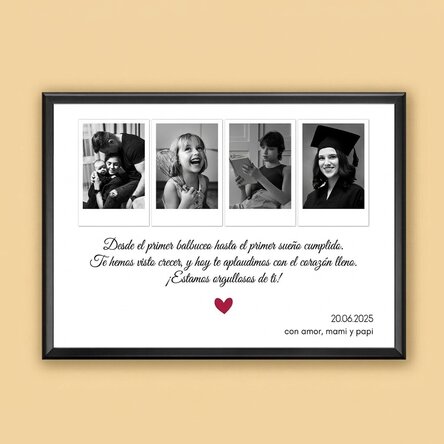 Cuadro personalizado con 4 fotos y texto - Recuerdos entrañables