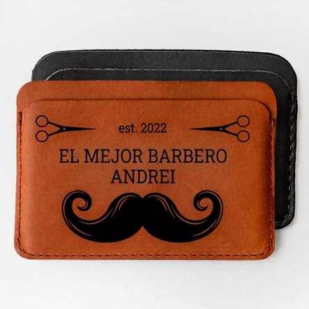 Cartera de piel personalizada con mensaje - Barber