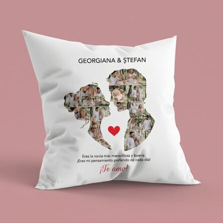 Cojín personalizado con 17 fotos y texto para parejas - Nuestro amor