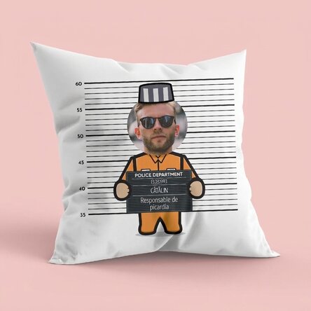 Cojín personalizado con una foto y un texto - Prisionero
