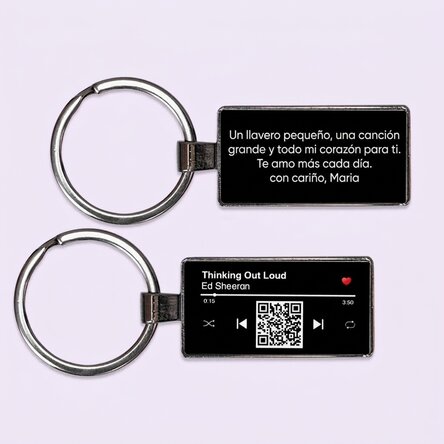 Llavero personalizado con texto y código QR - Nuestra canción