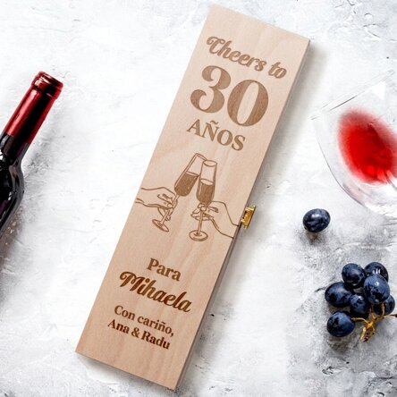 Caja de vino personalizada con texto - ¡Salud!