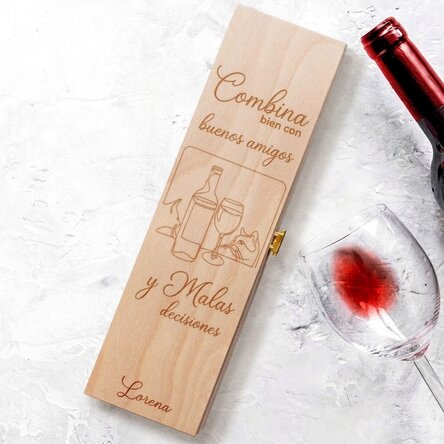 Caja de vino personalizada con texto - Good friends