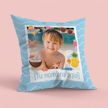 Cojín personalizado con una foto y un nombre - Summer