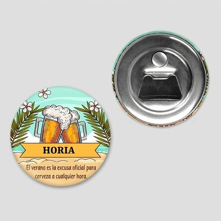 Abrebotellas con imán personalizado con texto: «Vacaciones de verano»