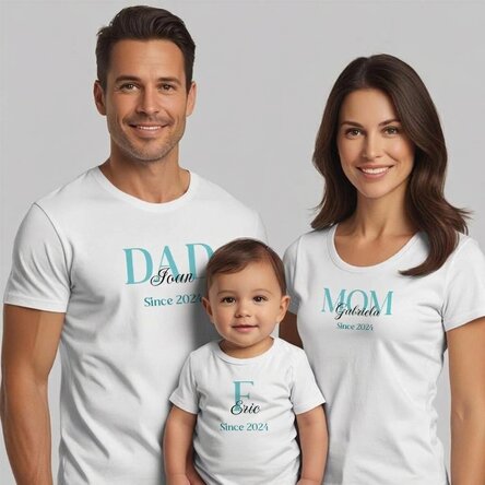 Customised cotton T-shirt for children/adults with text - Family
