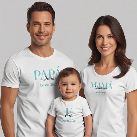 Camiseta de algodón para niños/adultos personalizada con texto - Family