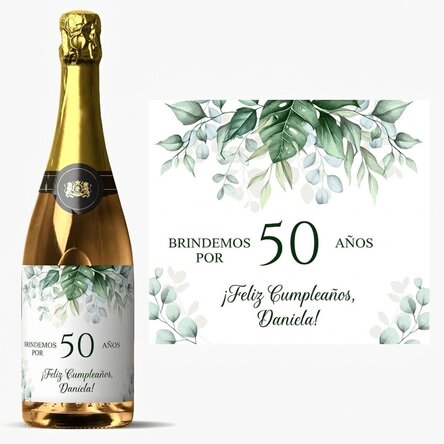 Vino espumoso personalizado con el texto: «¡Feliz cumpleaños!»