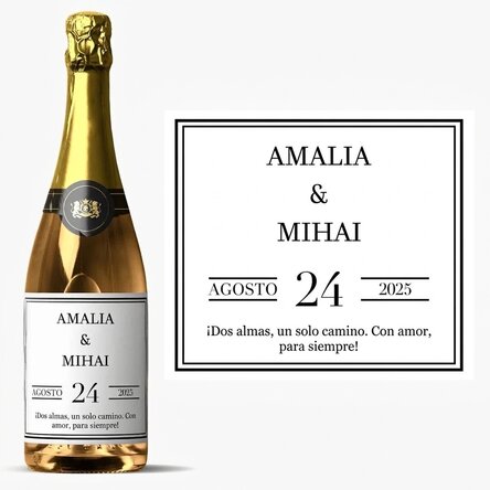 Vino espumoso personalizado con texto - Boda