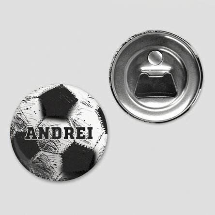 Abrebotellas con imán personalizado con mensaje - Balón de fútbol