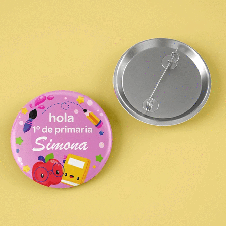 Insignia personalizada con nombre y texto - Vuelta al cole
