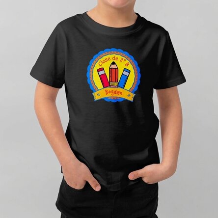Camiseta de algodón para niños personalizada con texto - School Badge