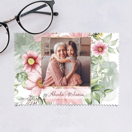 Paño personalizado con una foto para limpiar pantallas y gafas - Floral