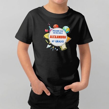 Camiseta de algodón para niños personalizada con mensaje: «El inicio del curso escolar»