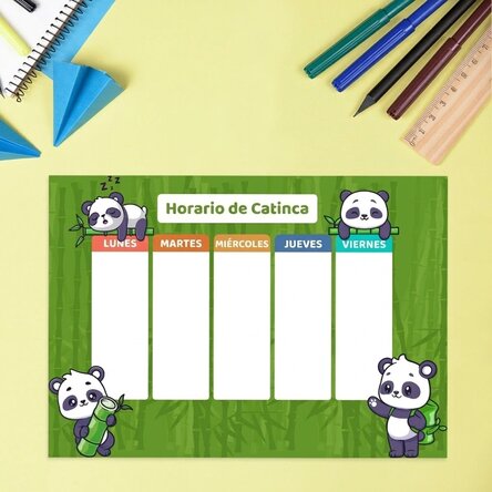 Horario personalizado con texto - Cute Panda