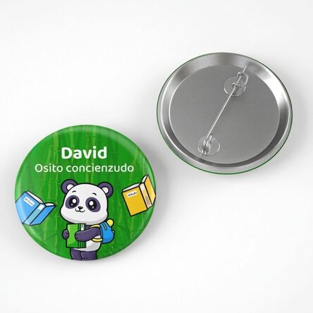 Chapa personalizada con nombre y texto - Cute Panda