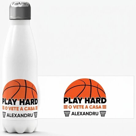 Termo con base blanca personalizado con texto - Baloncesto