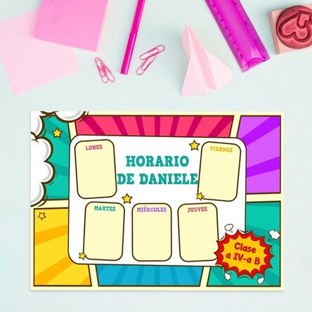 Horario personalizado con texto - Cómics