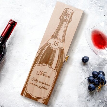 Caja de vino personalizada con texto - Botella de vino