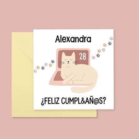 Tarjeta cuadrada personalizada con texto - Cat
