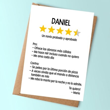 Tarjeta personalizada con mensaje - Reseña