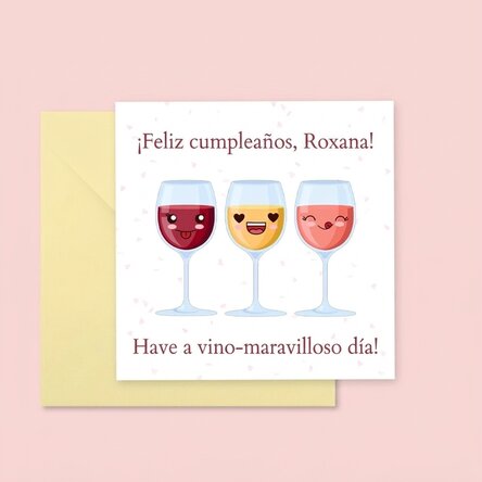 Tarjeta cuadrada personalizada con texto - Wine-derful