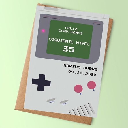 Tarjeta personalizada con mensaje - Gameboy