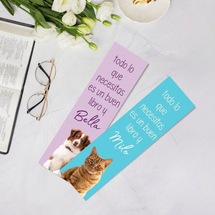 Marcapáginas personalizado con texto y foto - Animalut