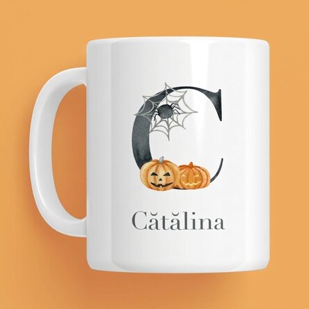 Taza personalizada con inicial y nombre - Halloween