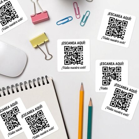 Lote de 12 pegatinas (etiquetas autoadhesivas) personalizadas con texto y código QR - Check