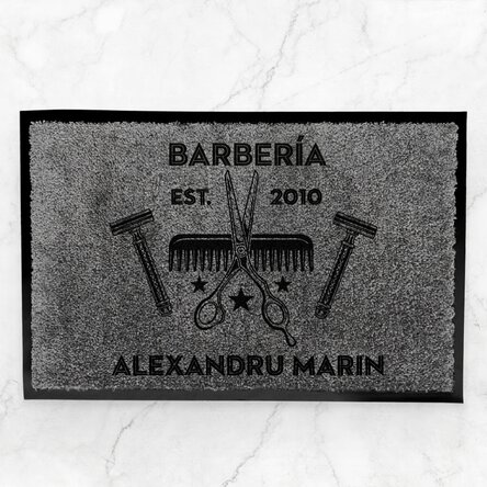 Alfombrilla de entrada para interior personalizada con texto - Barber Shop