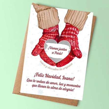 Tarjeta de Navidad personalizada para rascar - Love