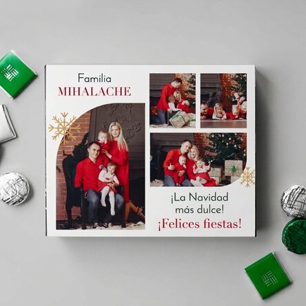 Caja de bombones personalizada con 4 fotos y texto - Navidad
