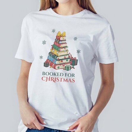 Camiseta de algodón personalizada con un mensaje navideño - Books