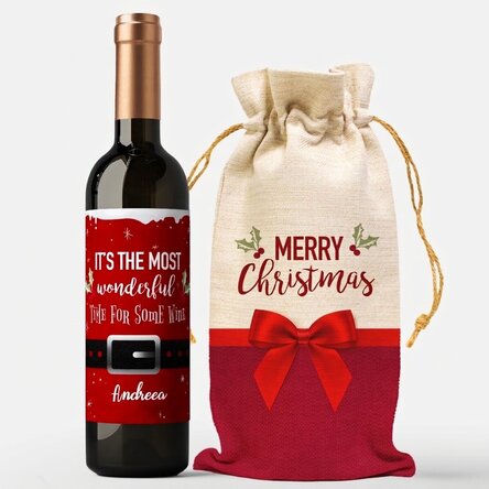 Lote de regalo con vino personalizado - Wonderful time