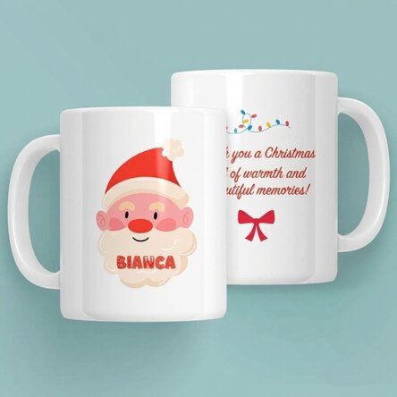Taza personalizada con nombre y mensaje: ¡Feliz Navidad!