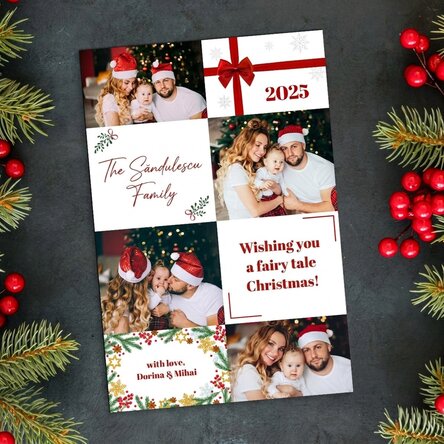 Personalised 10x15 cm magnet with 4 photos and text - Christmas