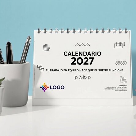 Calendario de escritorio personalizado con logotipo y texto