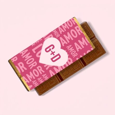 Mini tableta de chocolate personalizada con iniciales - Corazón